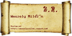 Weszely Milán névjegykártya